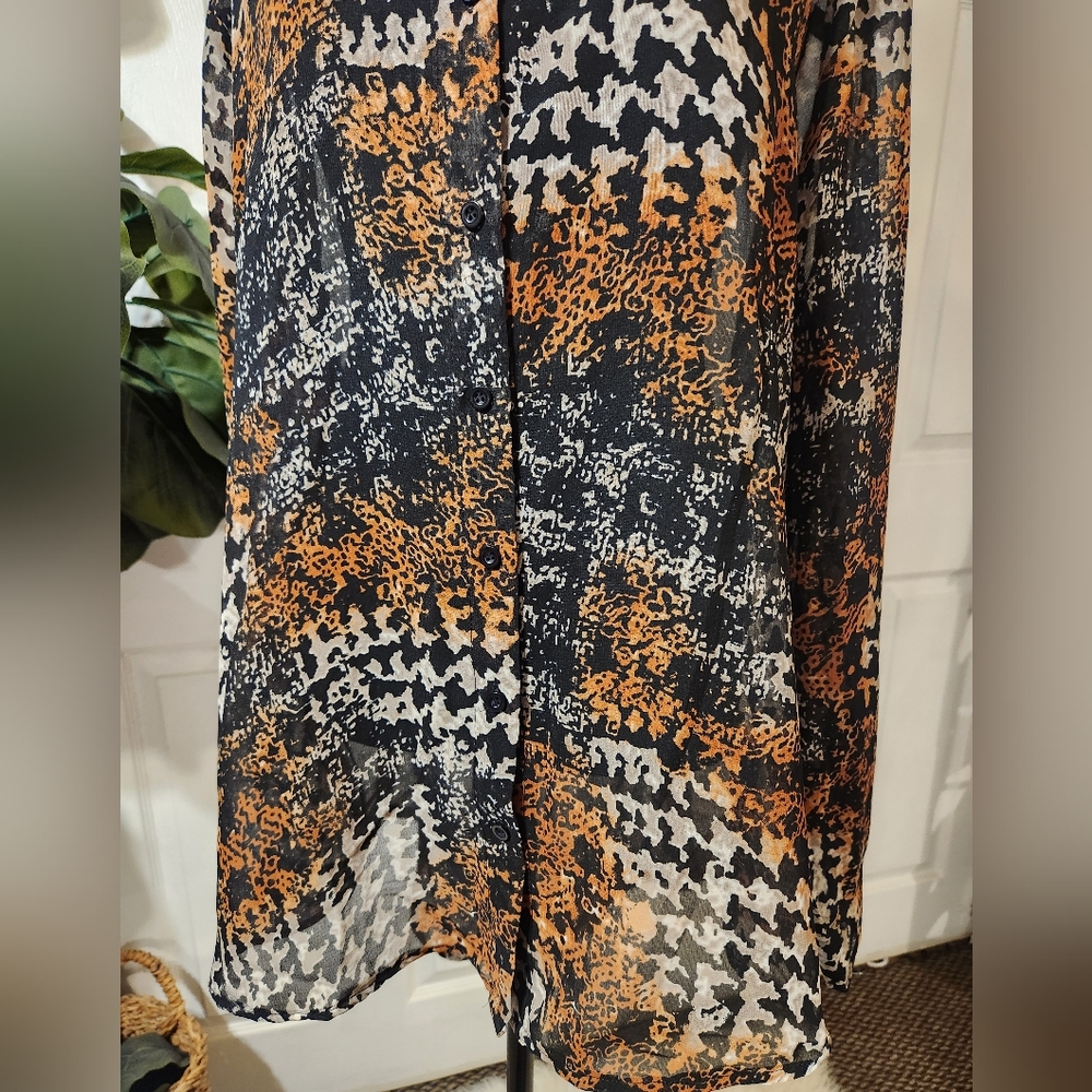 Vintage Erika Brooke Collection Women's Abstract High-Low Leopard Top | SIZE 6X - Picture 8 of 11